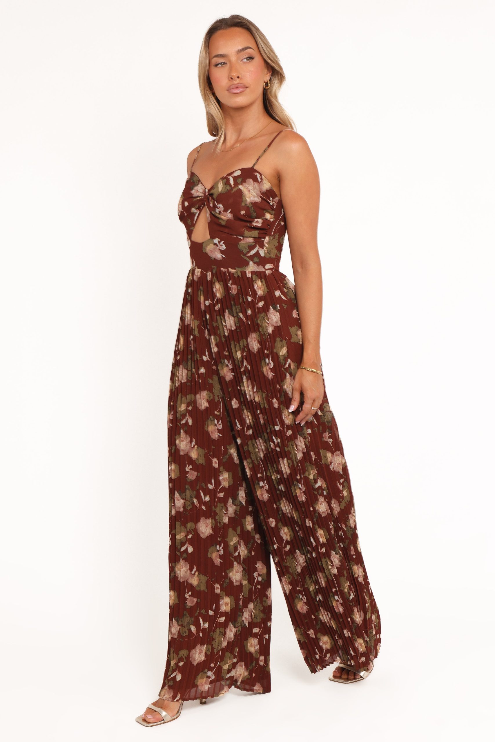 Alice Wide Leg Jumpsuit - Brown Floral - Image 3