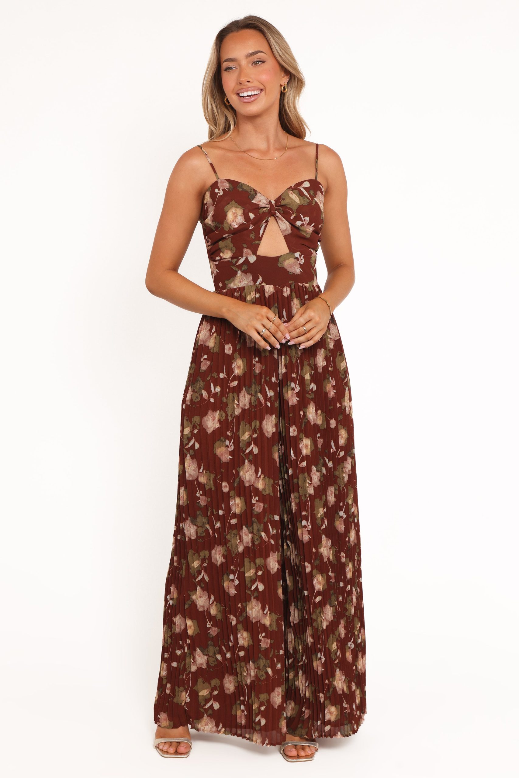 Alice Wide Leg Jumpsuit - Brown Floral - Image 2
