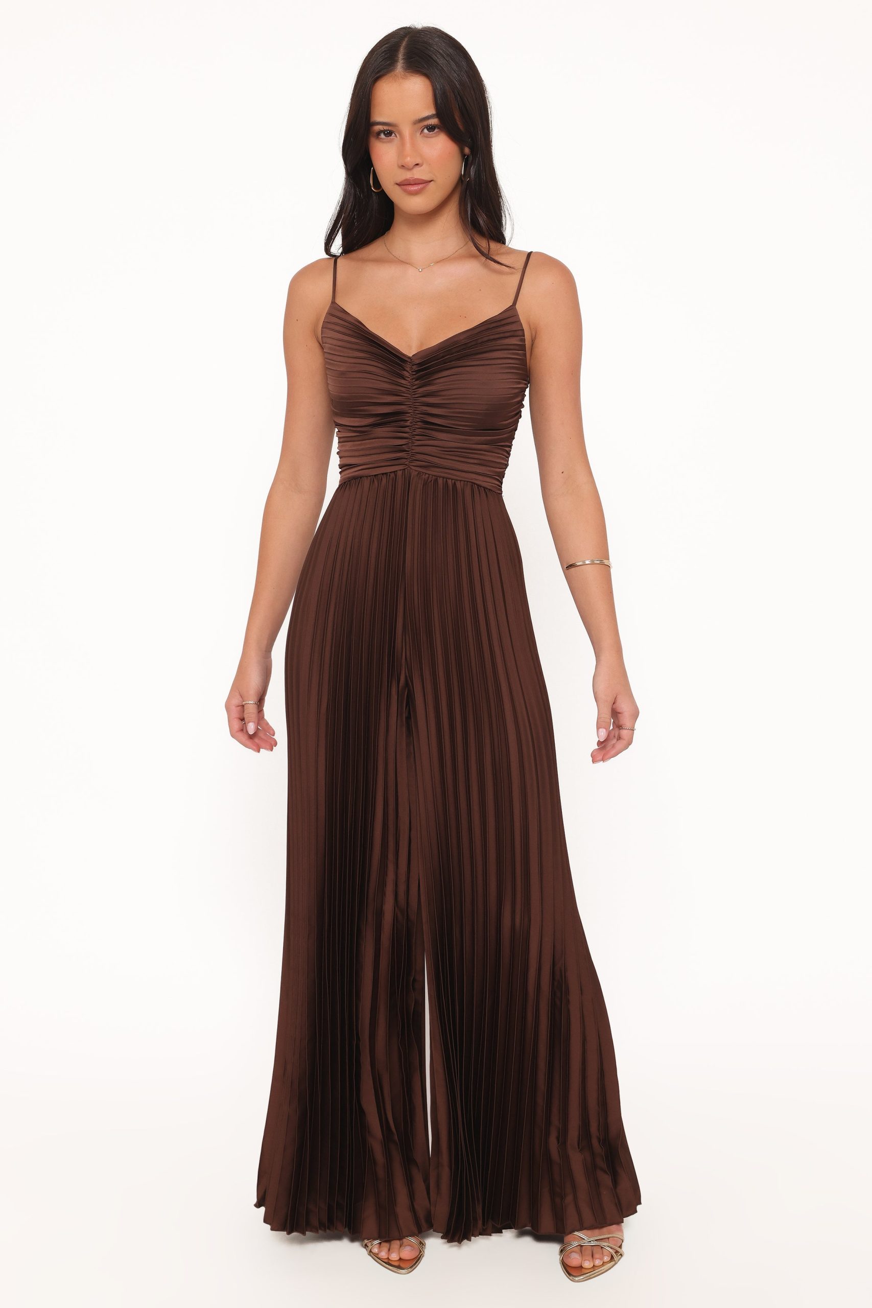 Angelique Pleated Jumpsuit - Chocolate Brown - Image 6