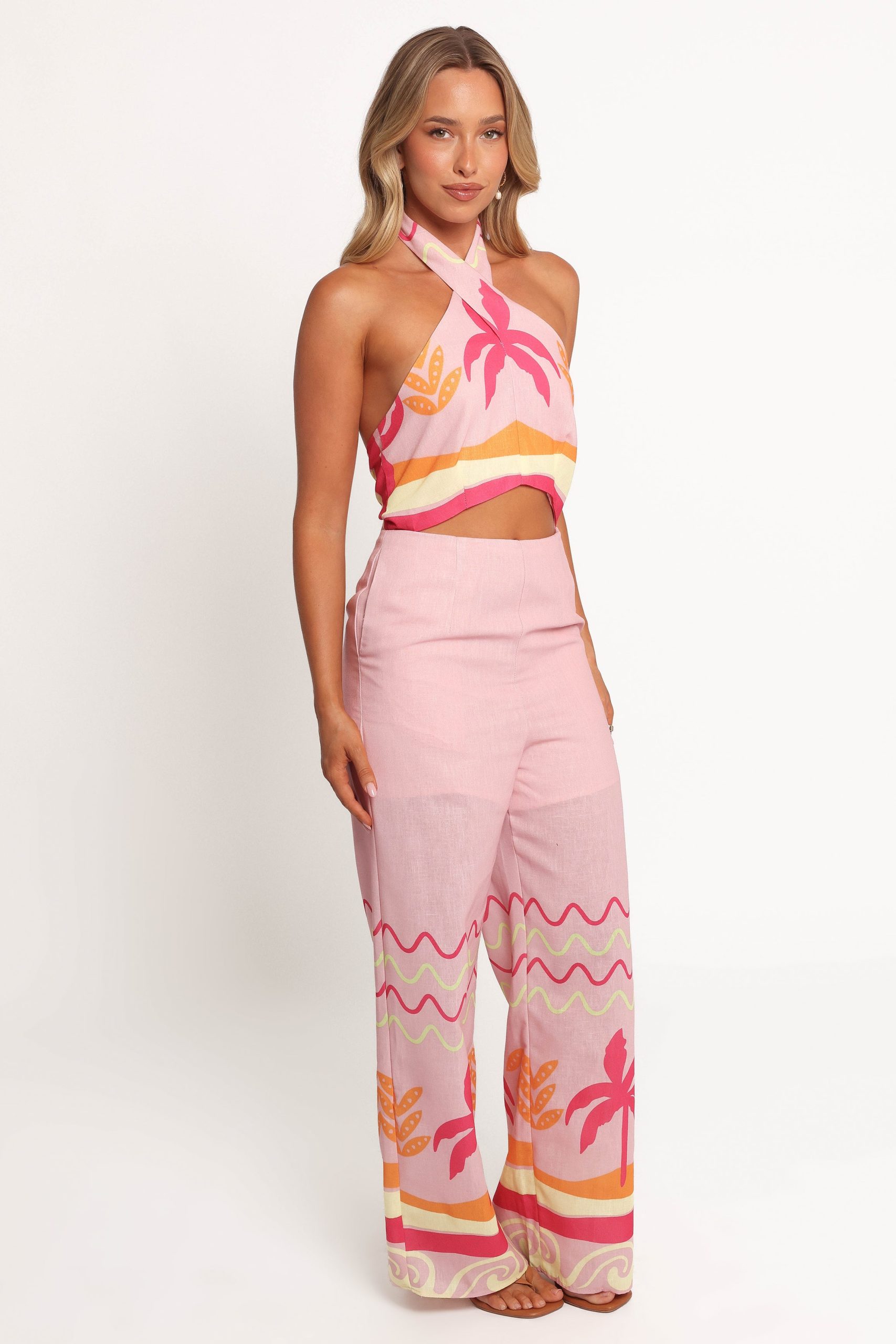 Aryn Halterneck Jumpsuit - Pink Palm - Image 3
