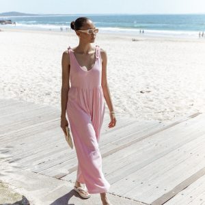 Ayla Linen Jumpsuit - Pale Pink