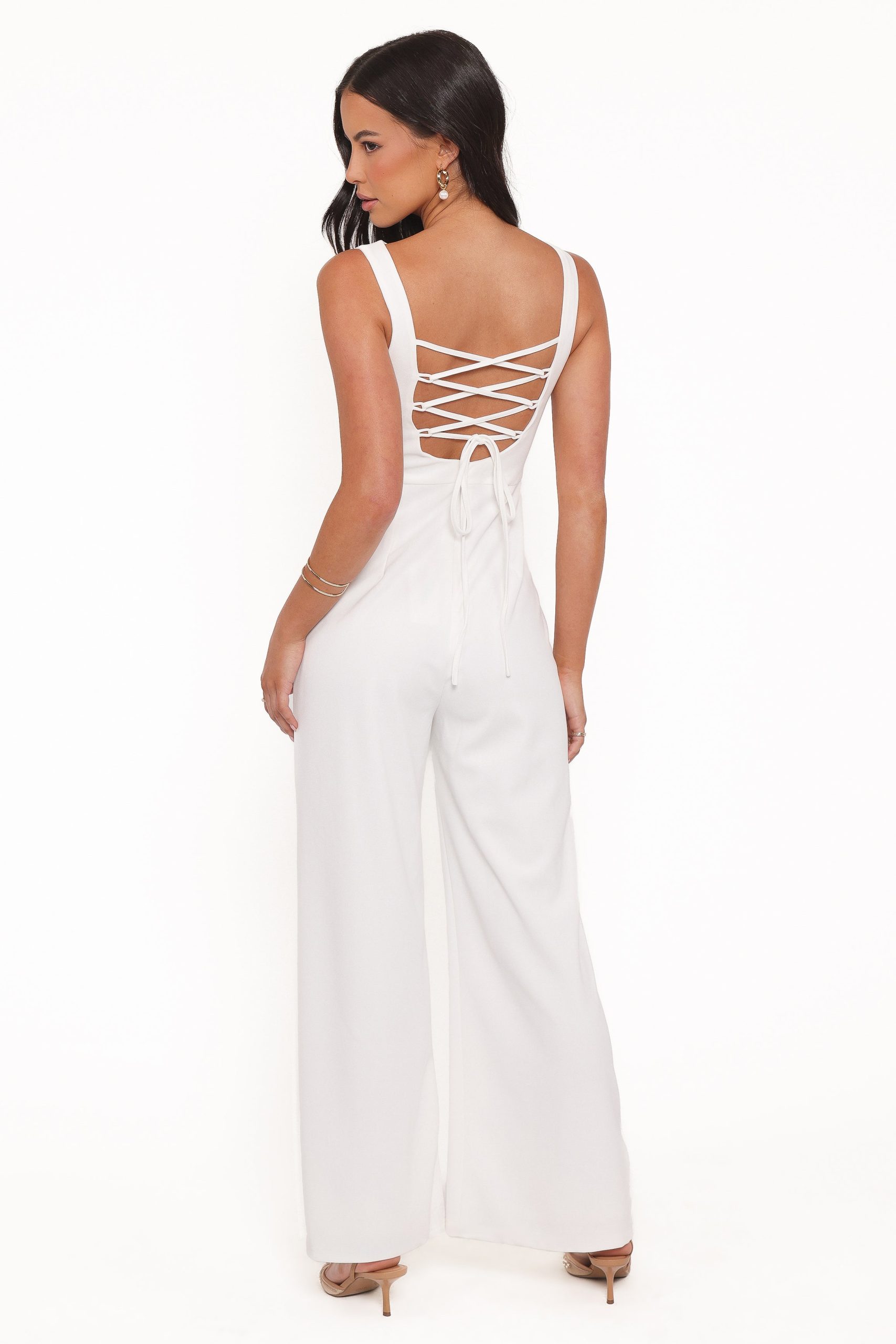 Brenda Lace Back Jumpsuit - White - Image 4