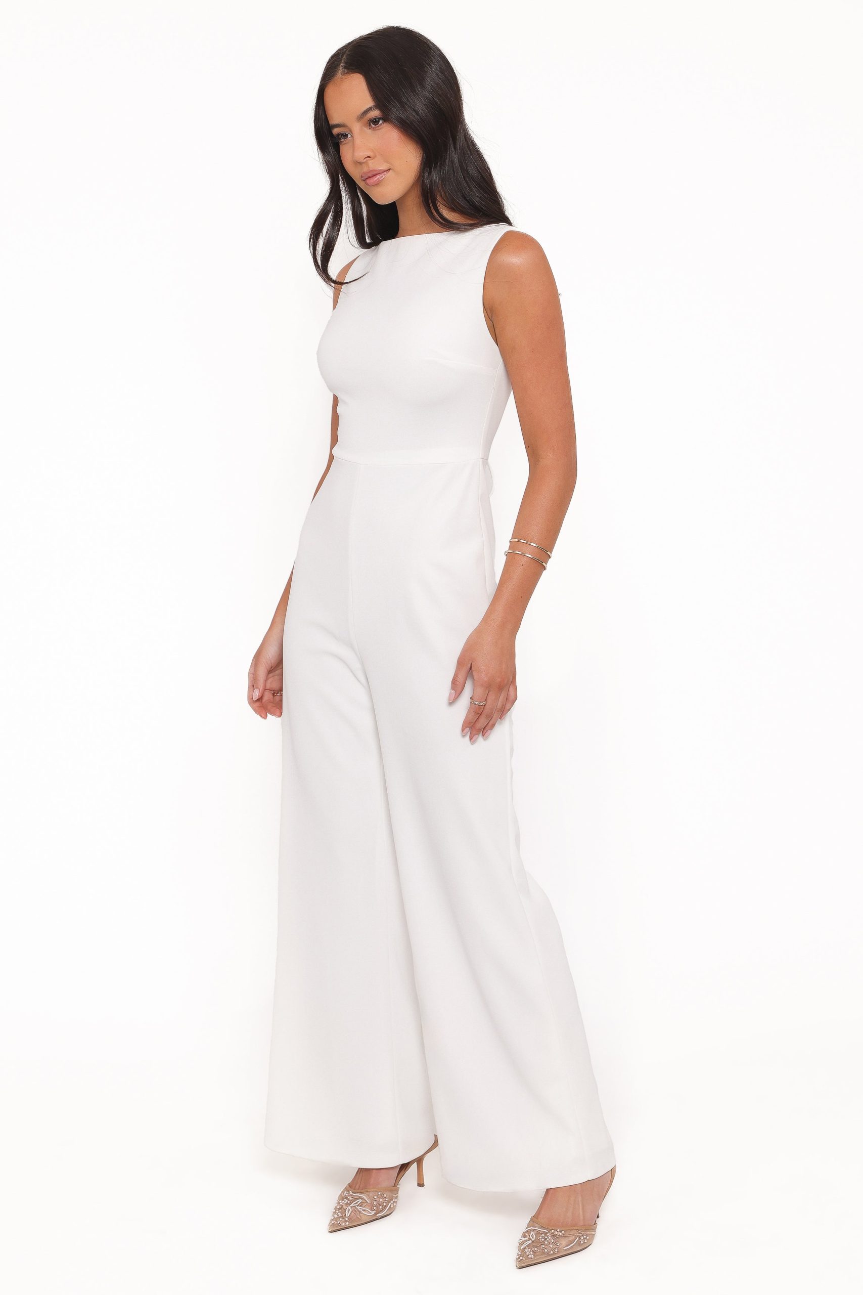 Brenda Lace Back Jumpsuit - White - Image 3