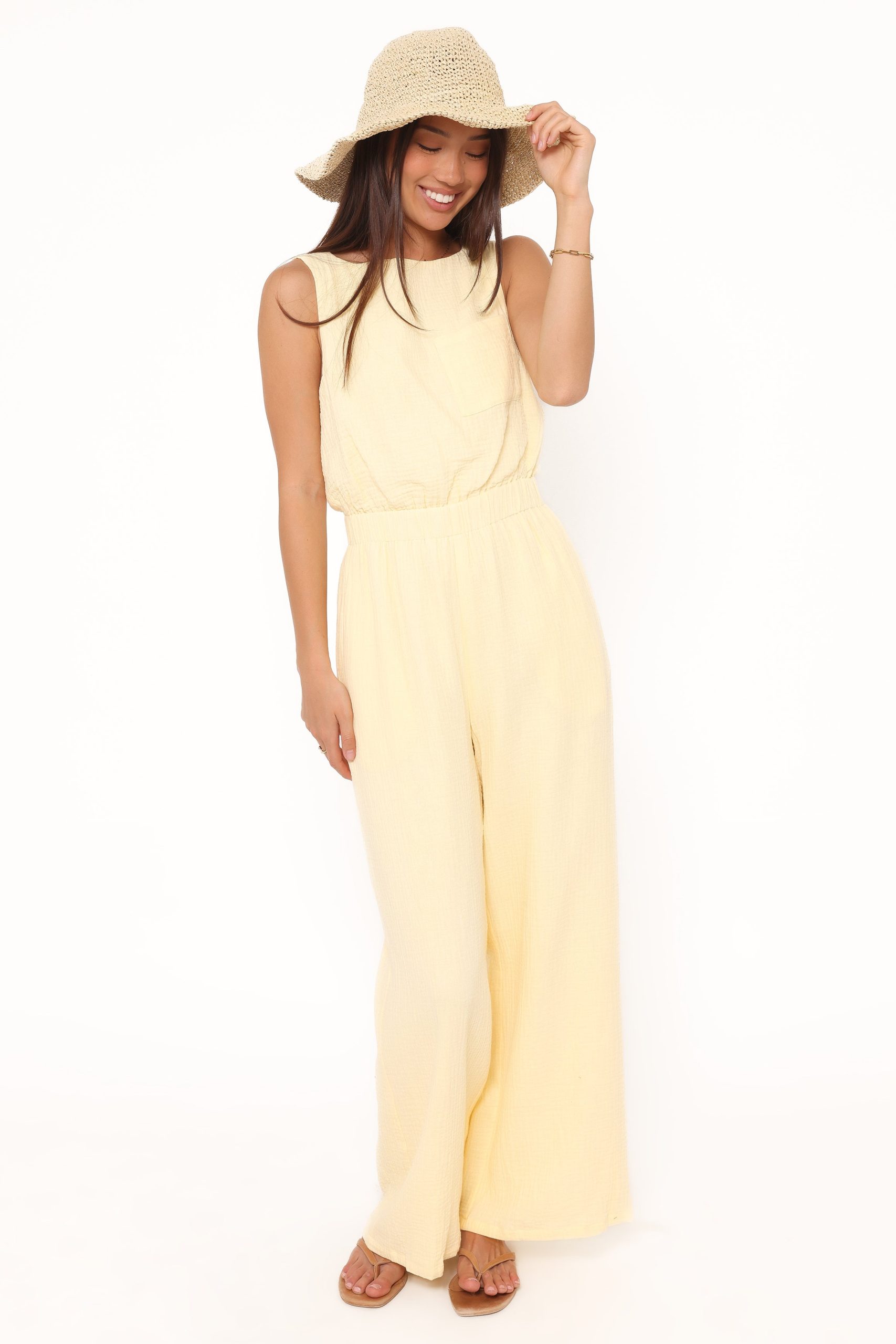 Brenna Cotton Jumpsuit - Baby Yellow