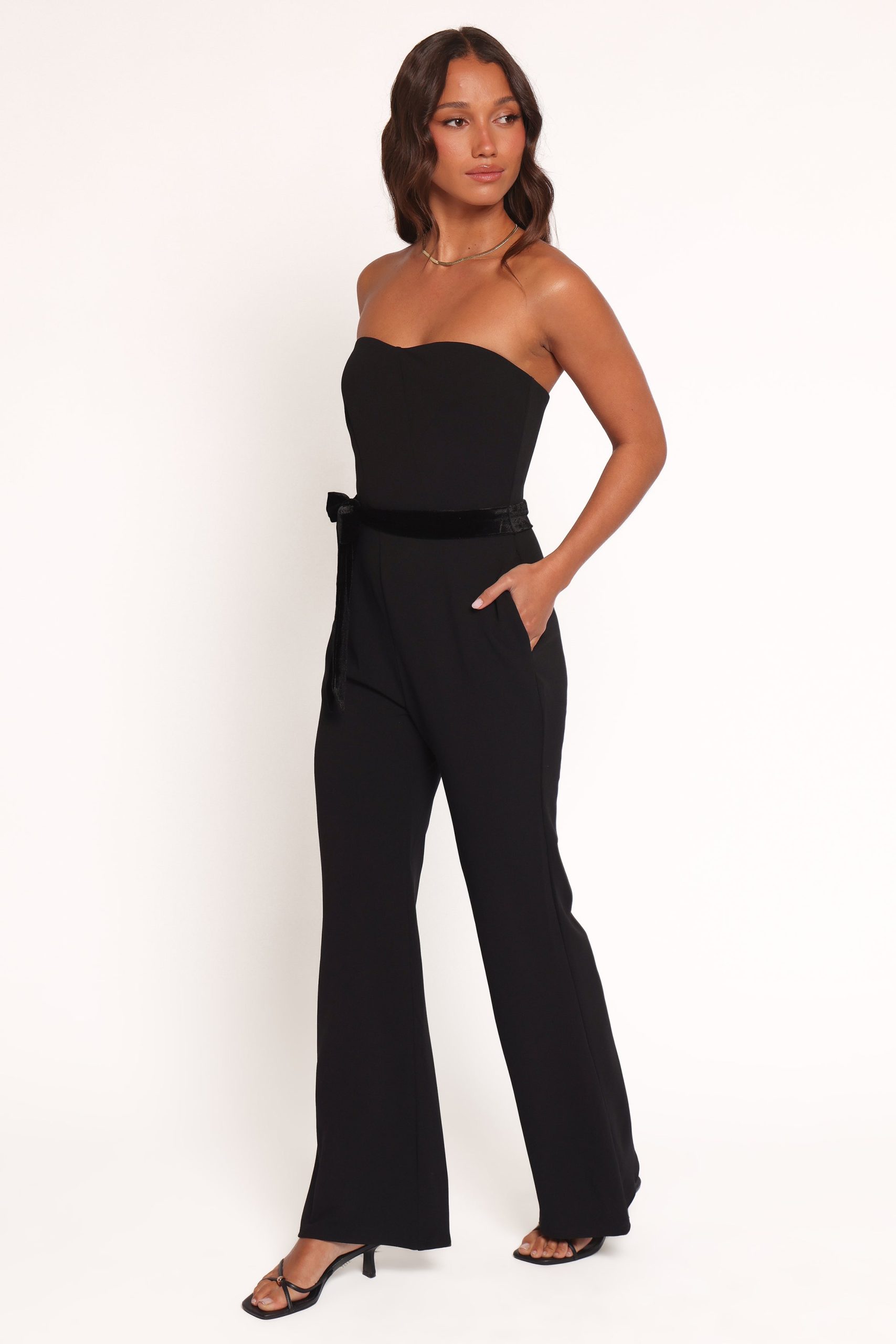 Cameron Strapless Jumpsuit - Black - Image 3