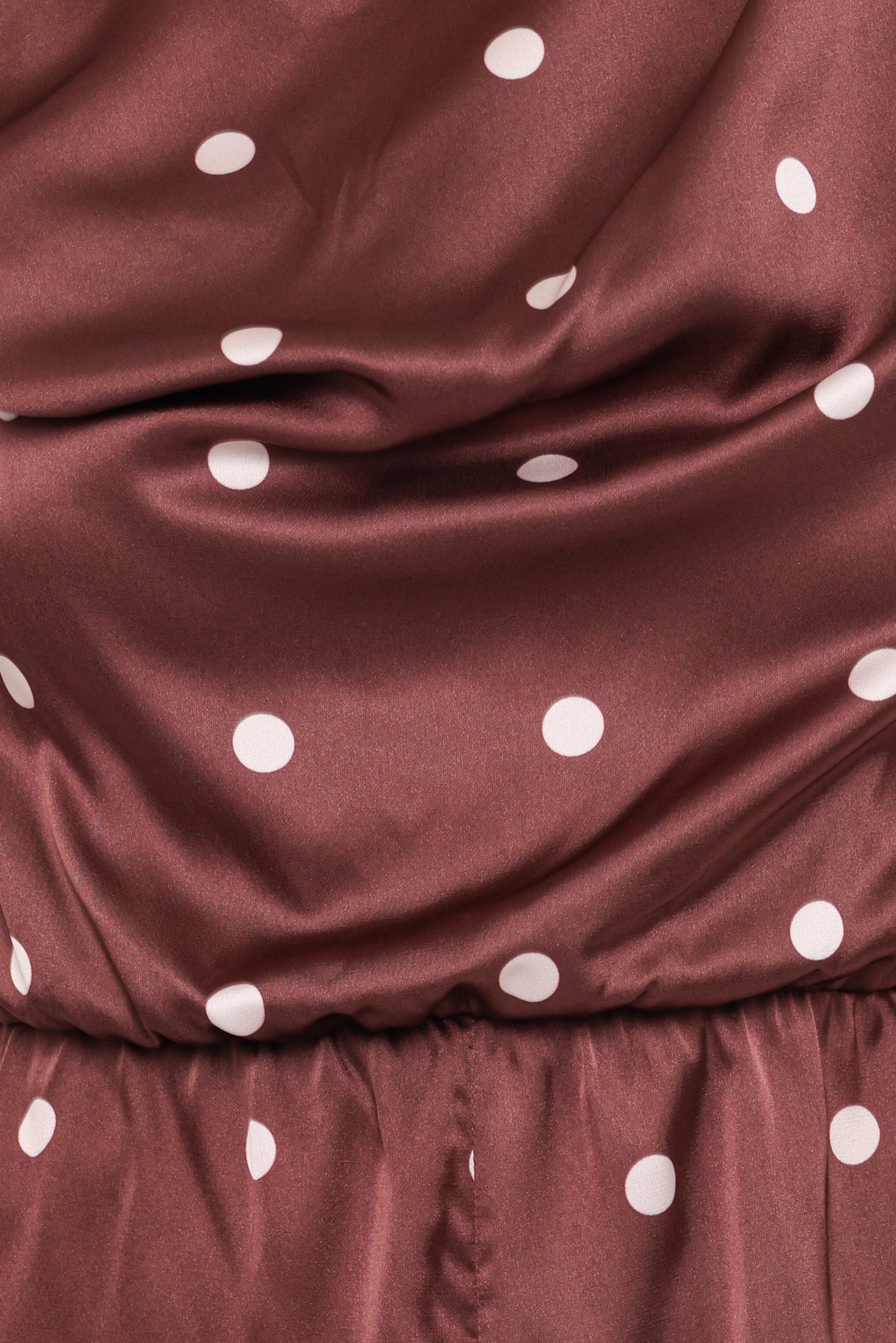 Cassidy One Shoulder Romper - Brown Polka Dot - Image 6