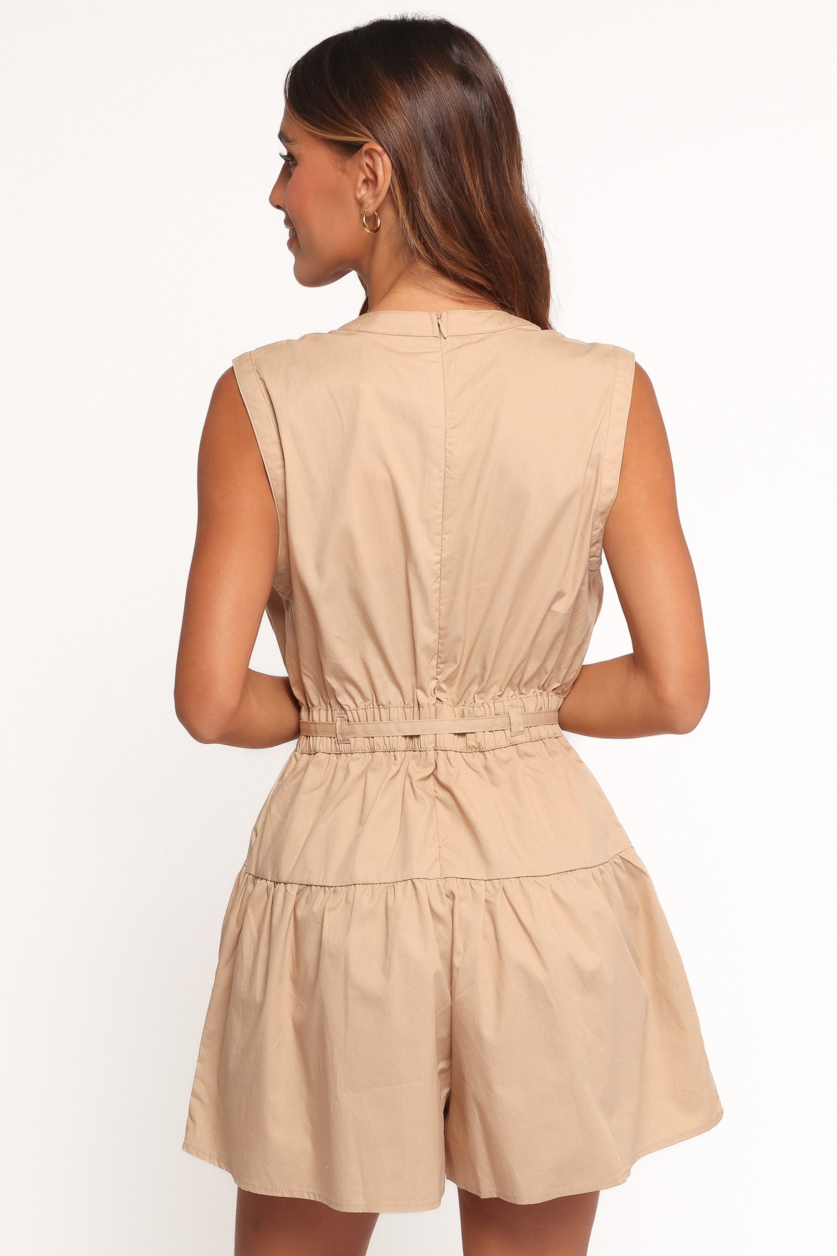 Cheyenne Tie Waist Romper - Taupe - Image 4