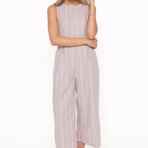 Ester Jumpsuit - Beige/White Stripe