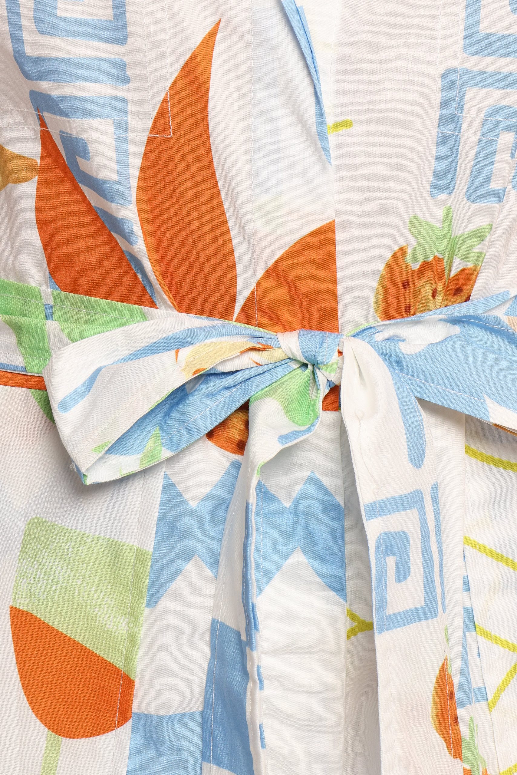 Georgina Tie Waist Romper - White Multi - Image 8