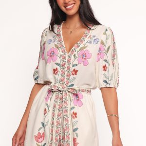 Ginger Tie Waist Romper - Pink Multi