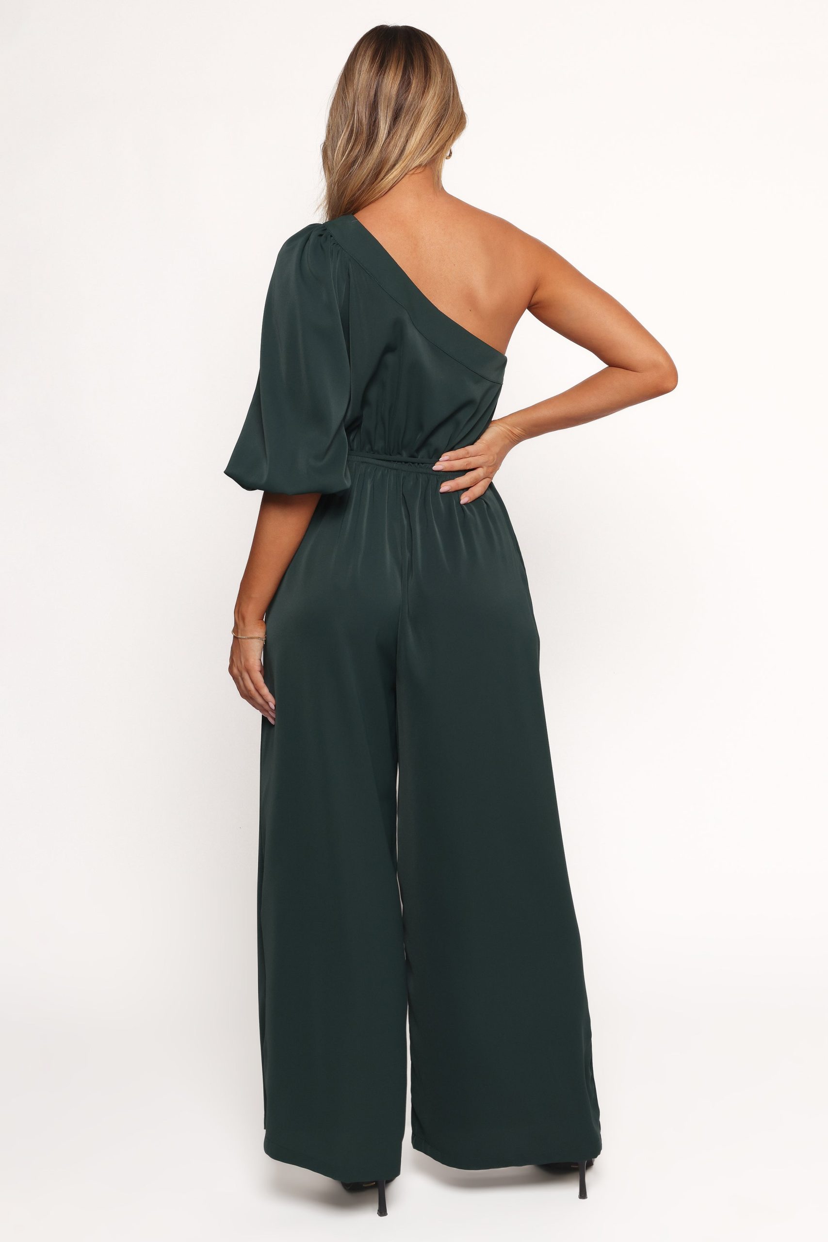Hedda One Shoulder Jumpsuit - Emerald - Image 4