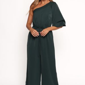 Hedda One Shoulder Jumpsuit - Emerald