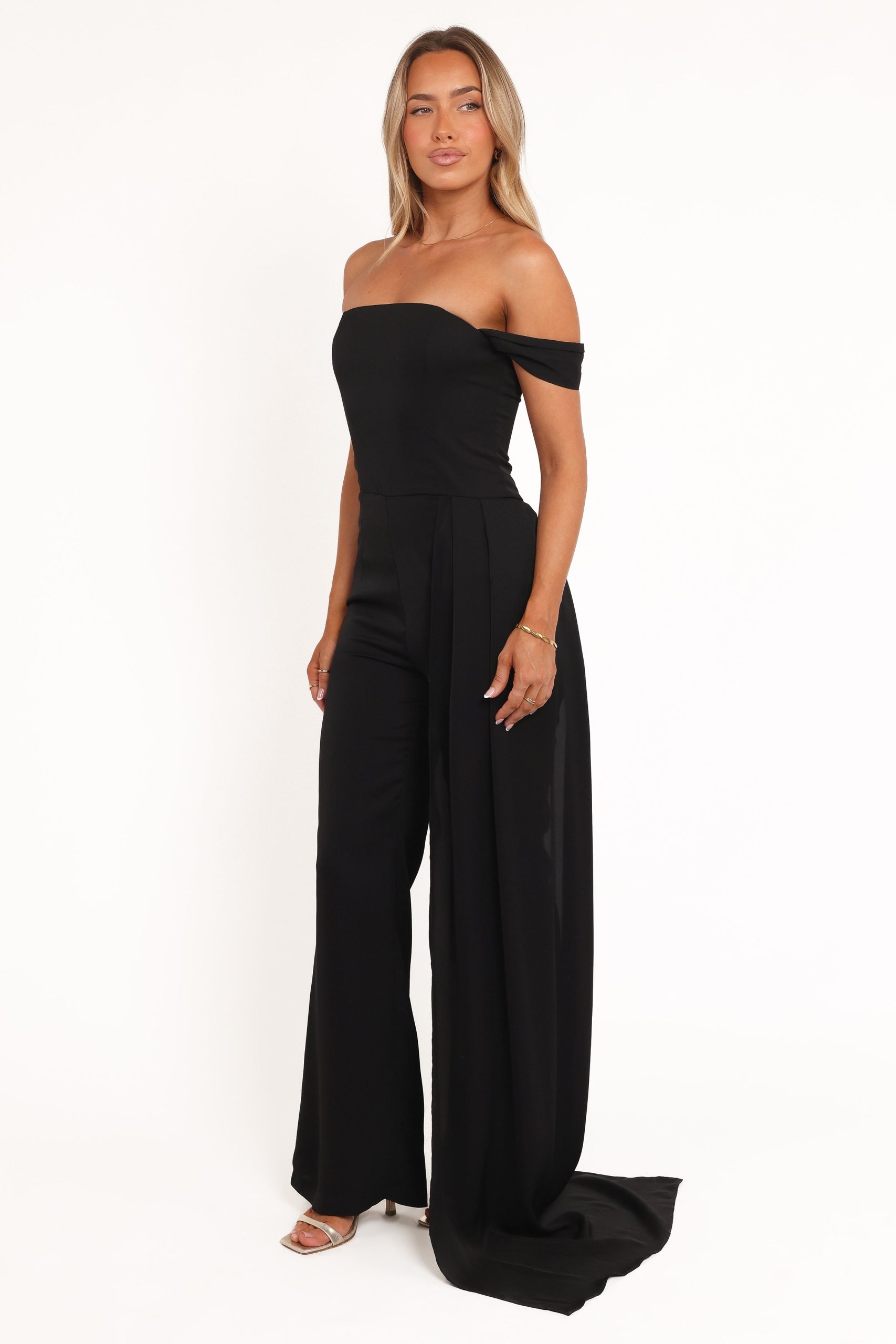 Jenny Off Shoulder Jumpsuit - Black - Image 3