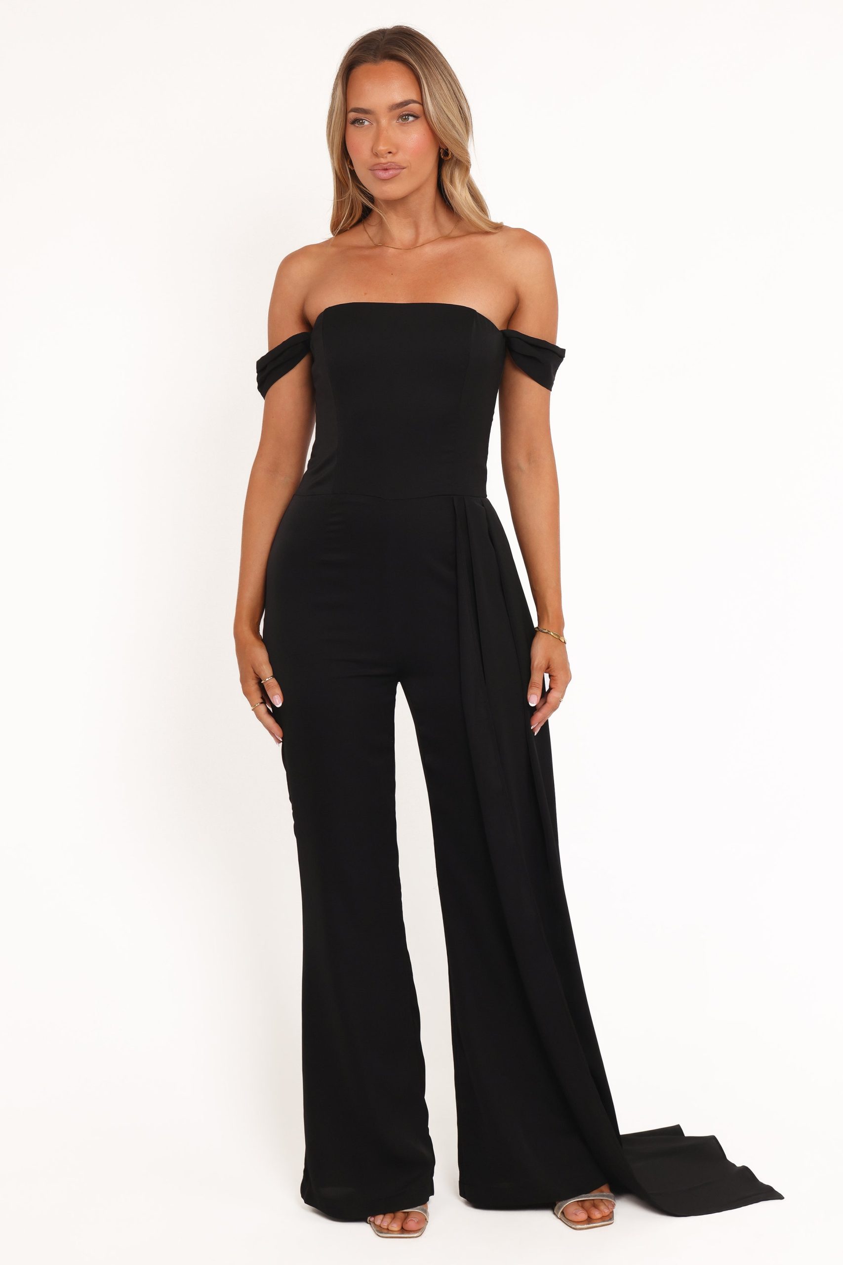 Jenny Off Shoulder Jumpsuit - Black - Image 7
