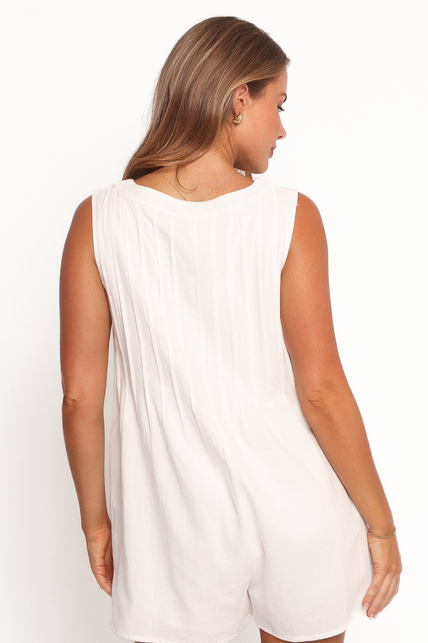 Kallie Tie Front Romper - White - Image 5