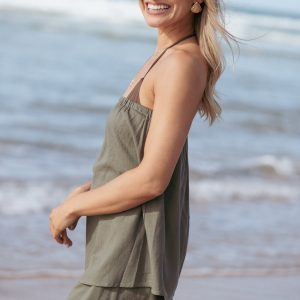 Karlen Strapless Romper - Palm Green