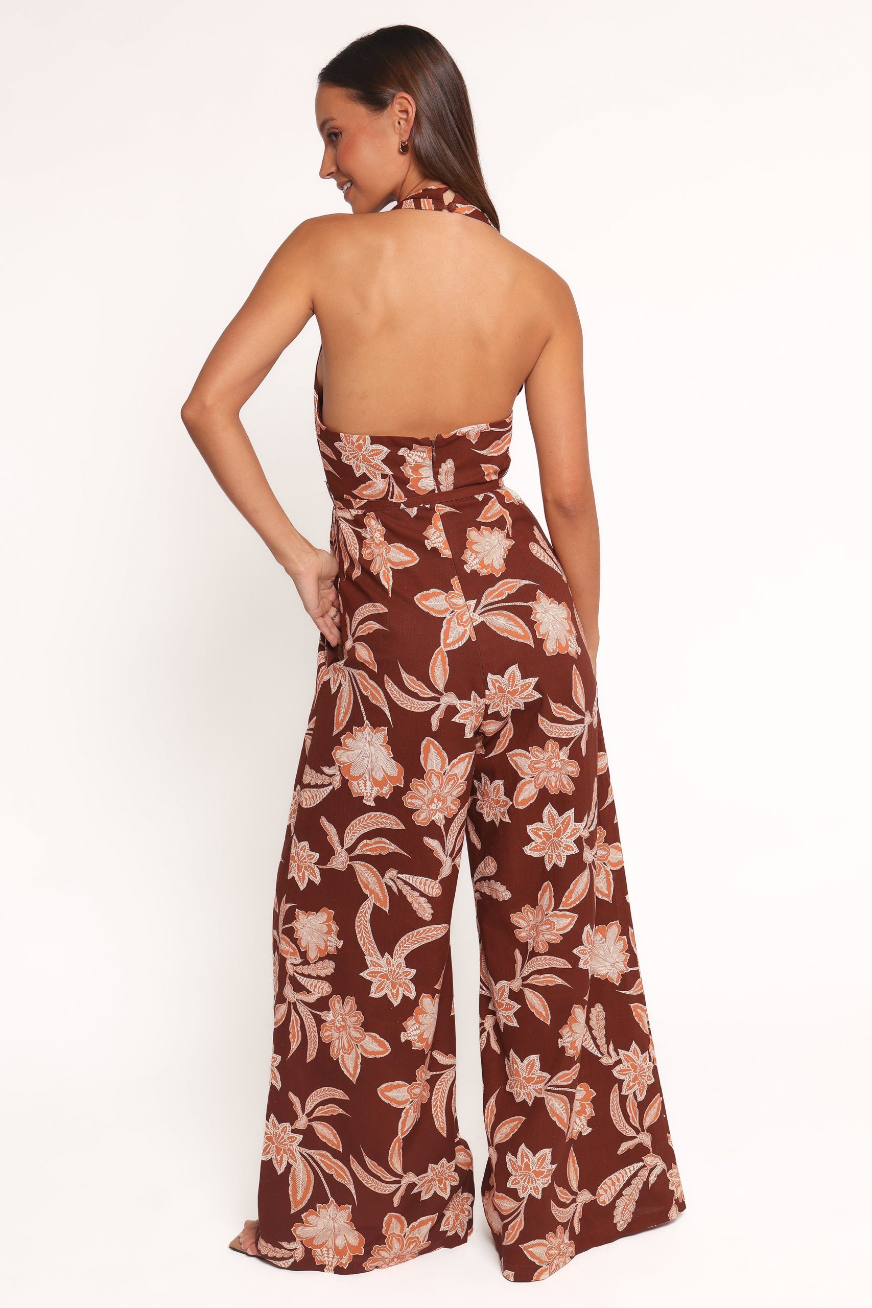 Kehlani Halterneck Jumpsuit - Orange Floral - Image 2