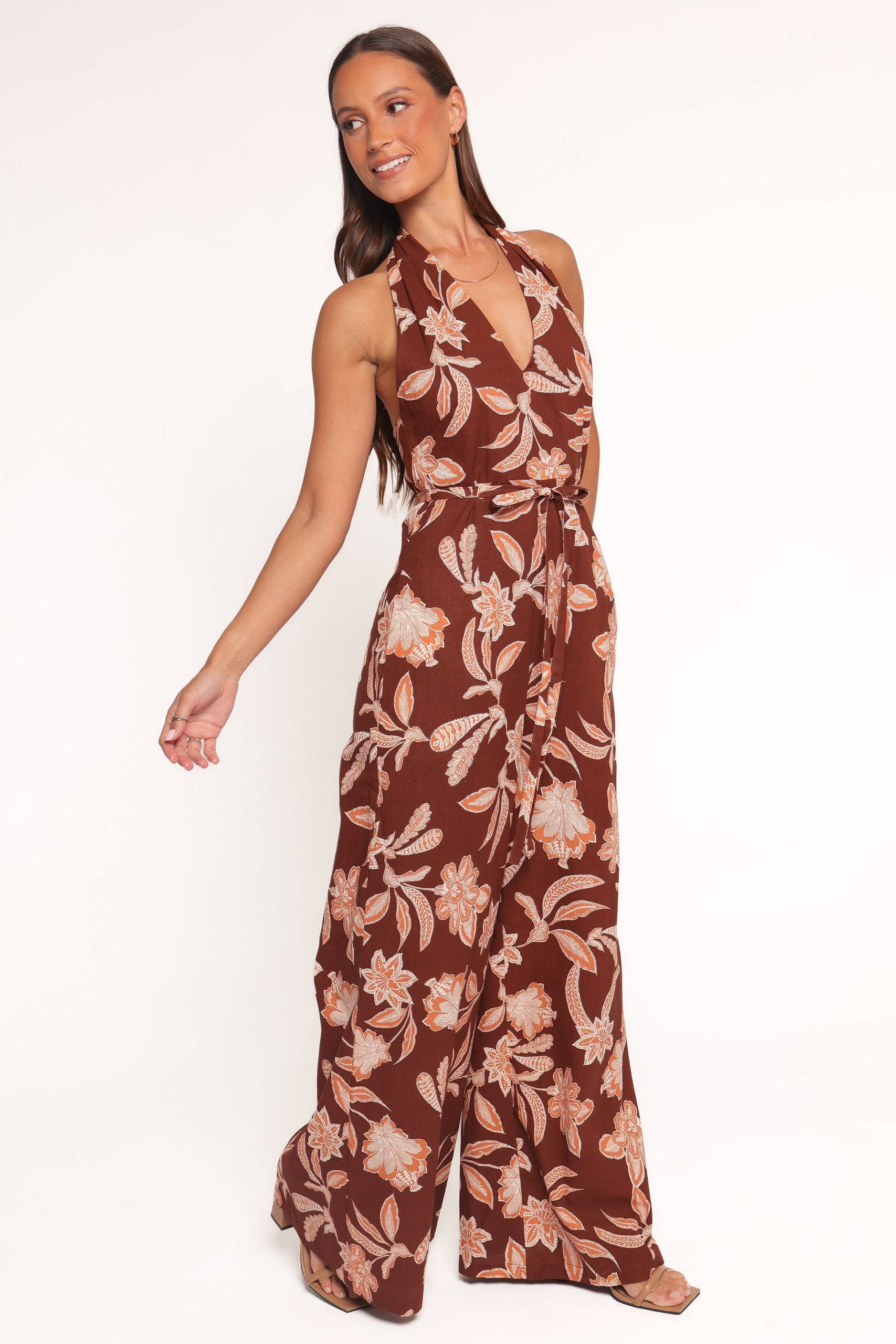 Kehlani Halterneck Jumpsuit - Orange Floral - Image 3