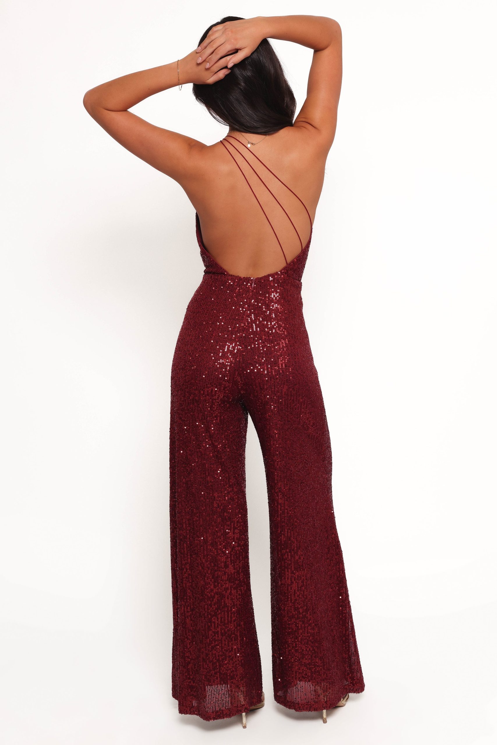 Khianna Sequin One Shoulder Jumpsuit - Red - Image 4