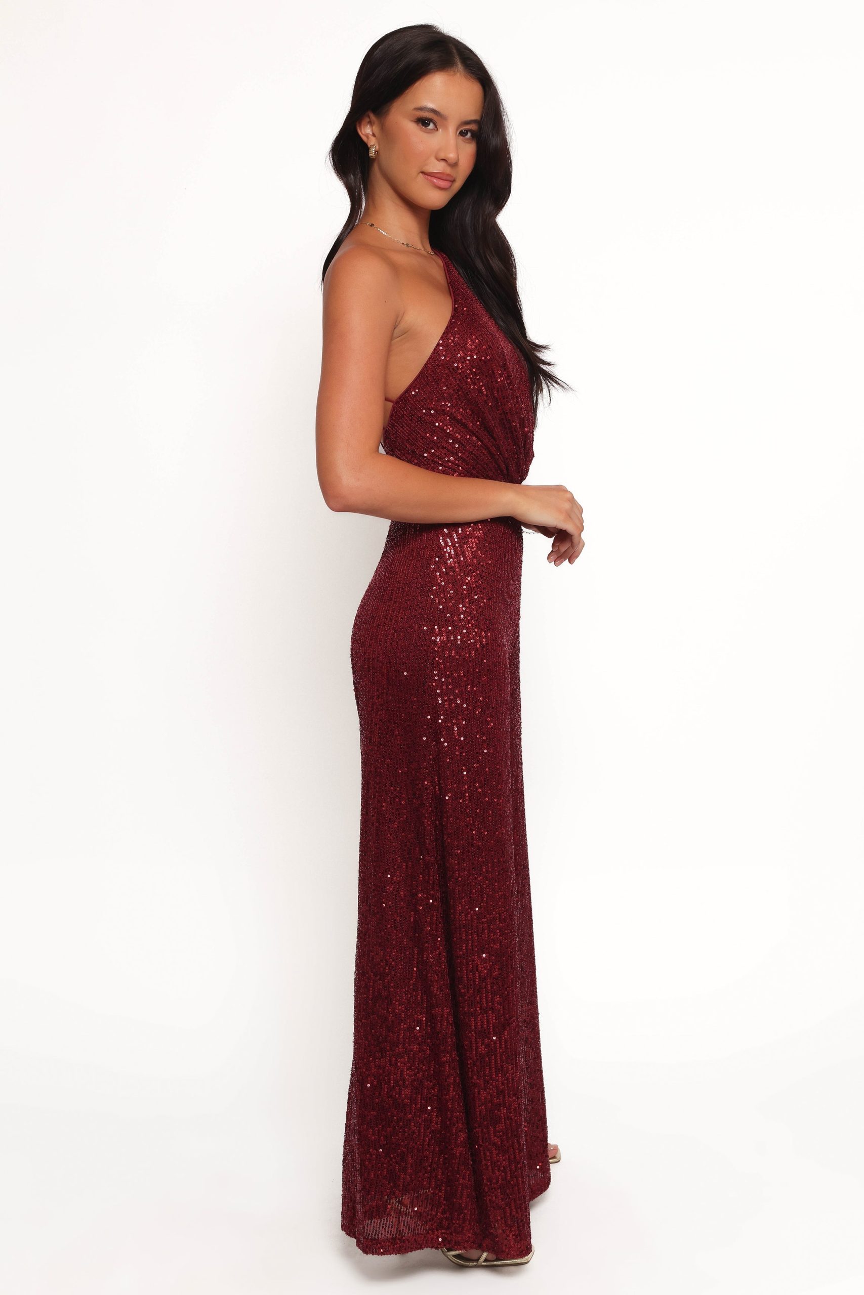Khianna Sequin One Shoulder Jumpsuit - Red - Image 7