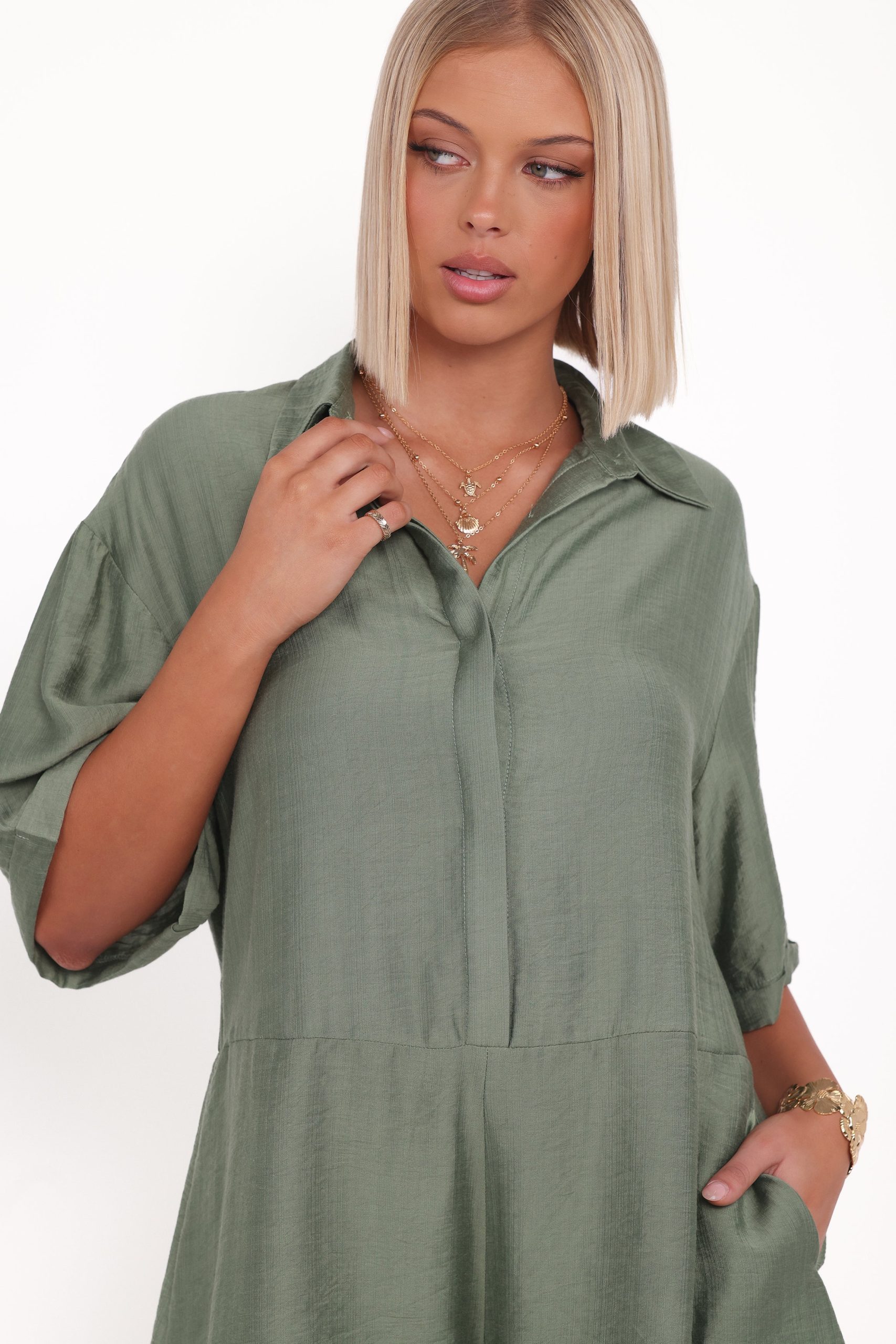 Kiya Drop Waist Romper - Palm Green - Image 3