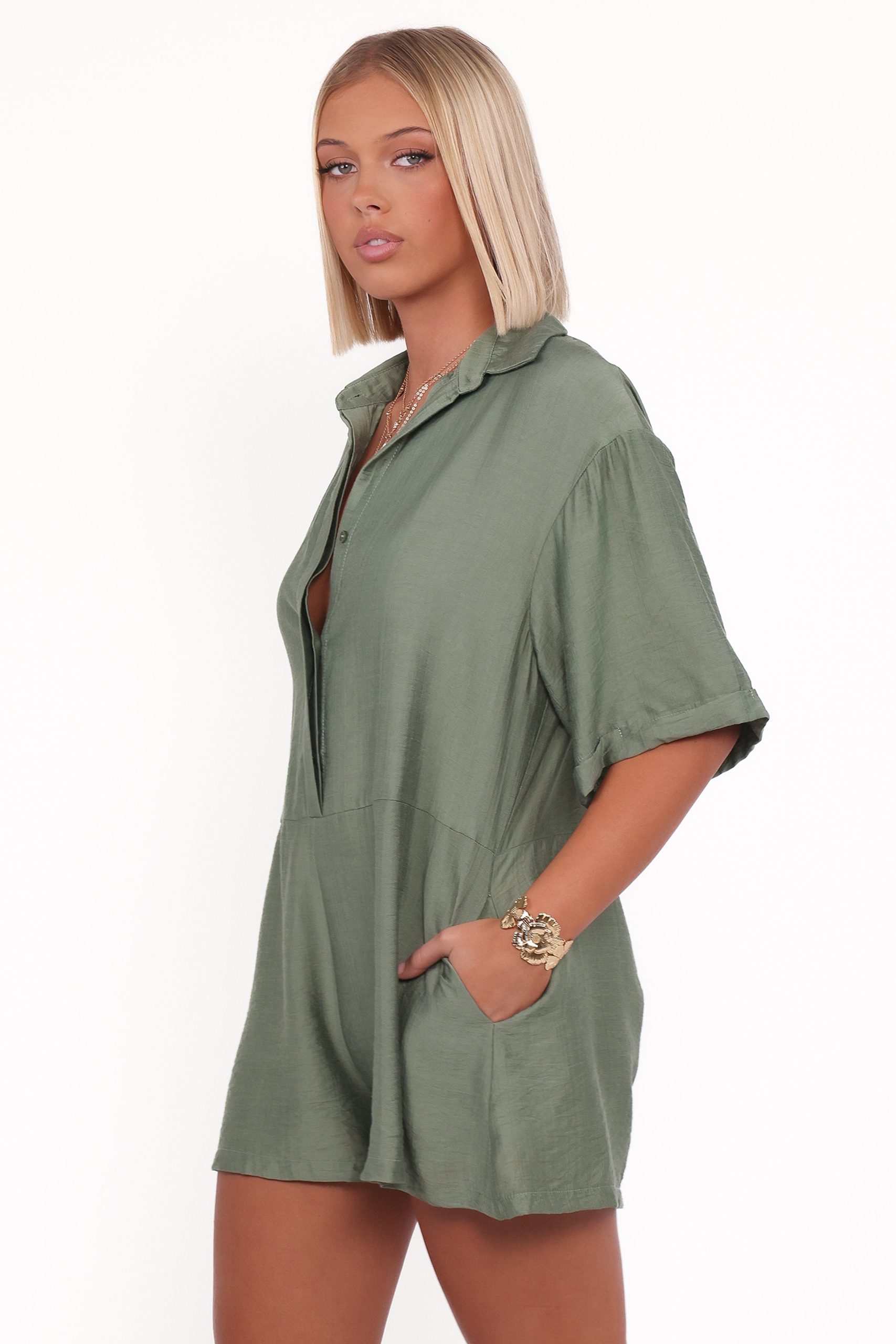 Kiya Drop Waist Romper - Palm Green - Image 4