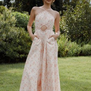 Madeira Jumpsuit - Peach Ditsy Floral