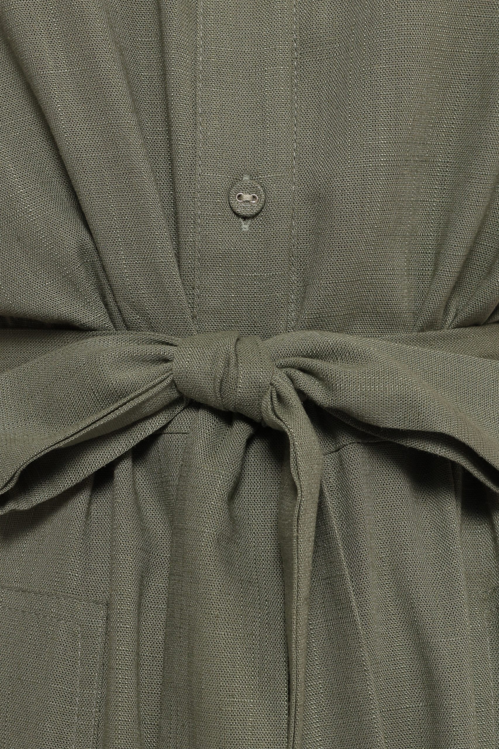Minnie Waist Tie Jumpsuit - Olive - Image 6