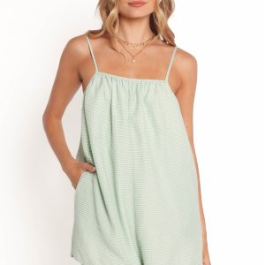 Neva Romper - Green Gingham