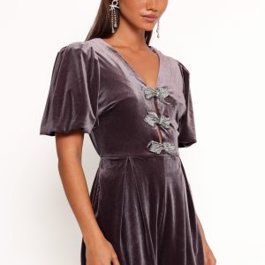 Norah Velvet Romper - Dark Purple