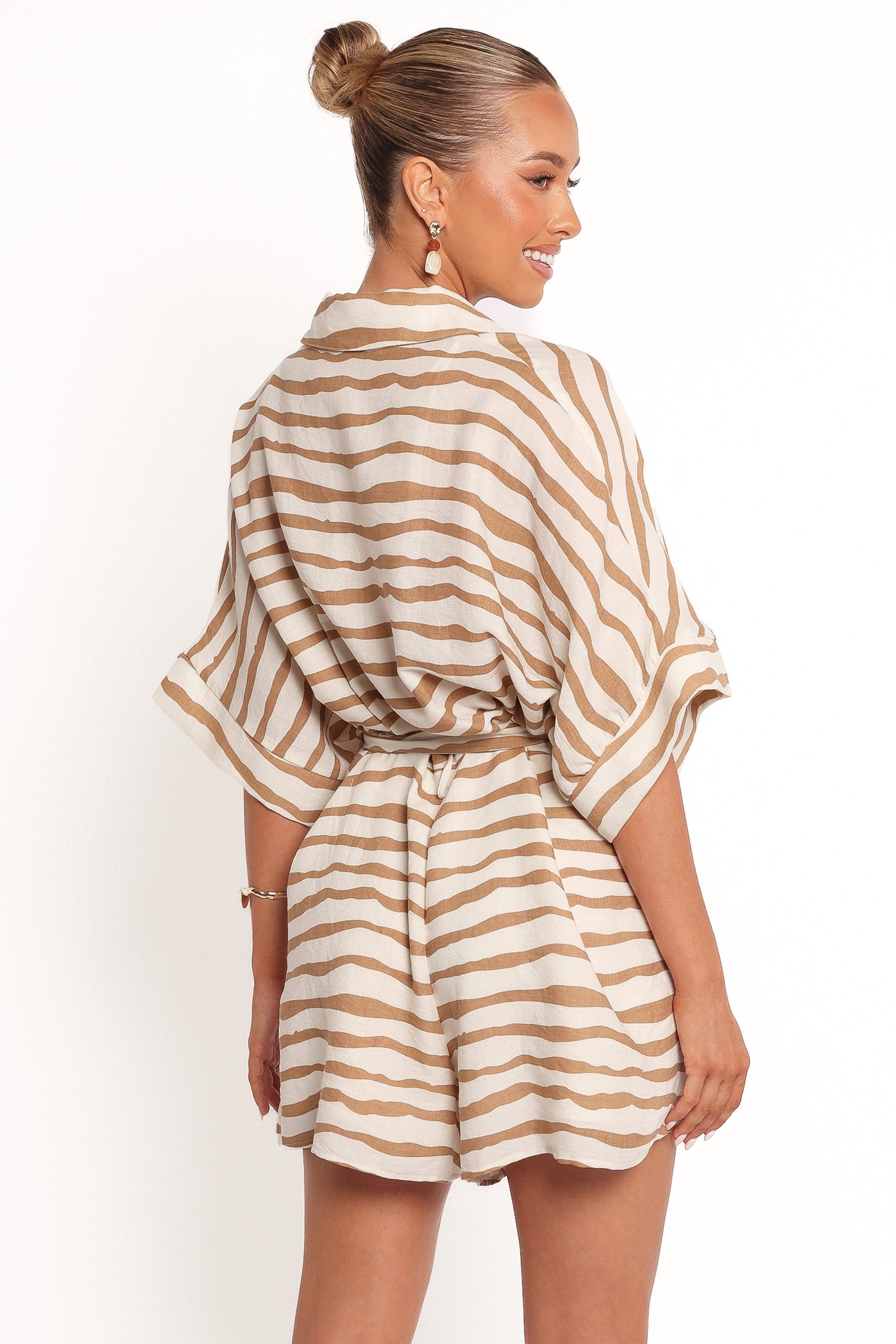 Peppiatt Batwing Romper - Tan Stripe - Image 3