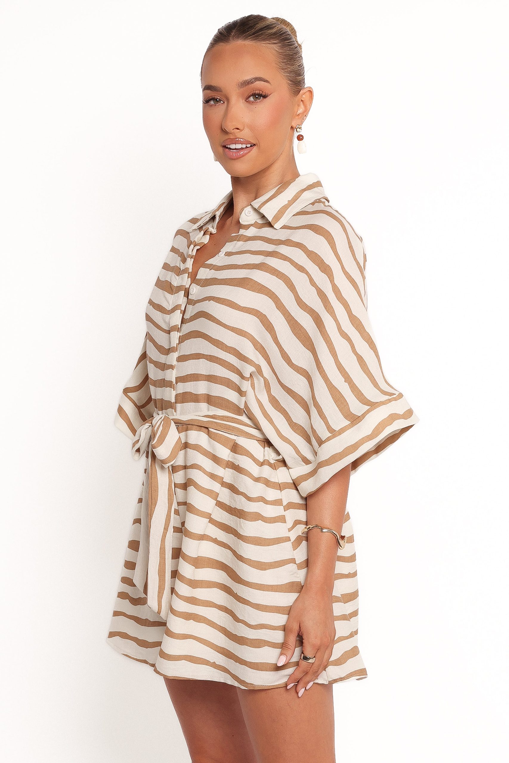 Peppiatt Batwing Romper - Tan Stripe - Image 4