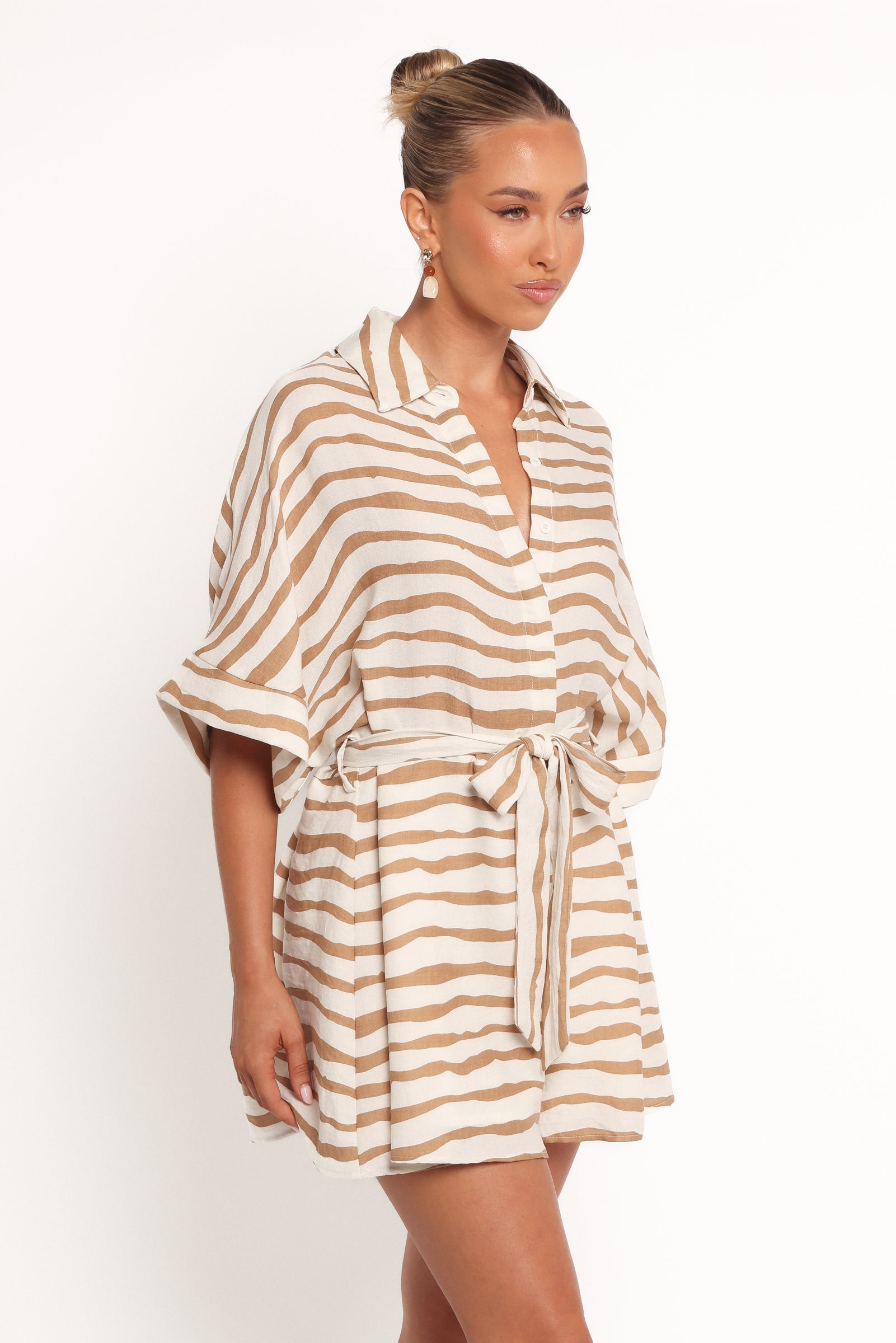 Peppiatt Batwing Romper - Tan Stripe - Image 5