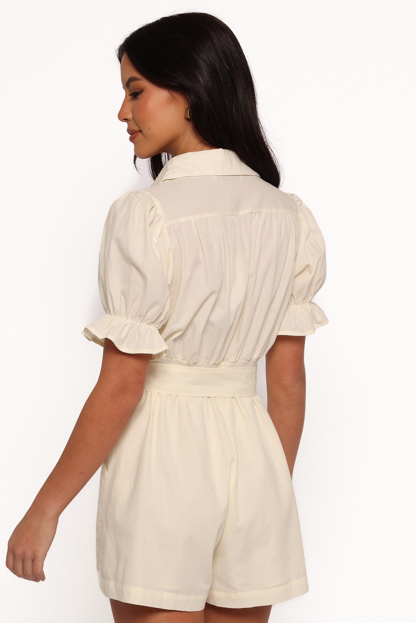 Riley Waist Tie Romper - Cream - Image 4