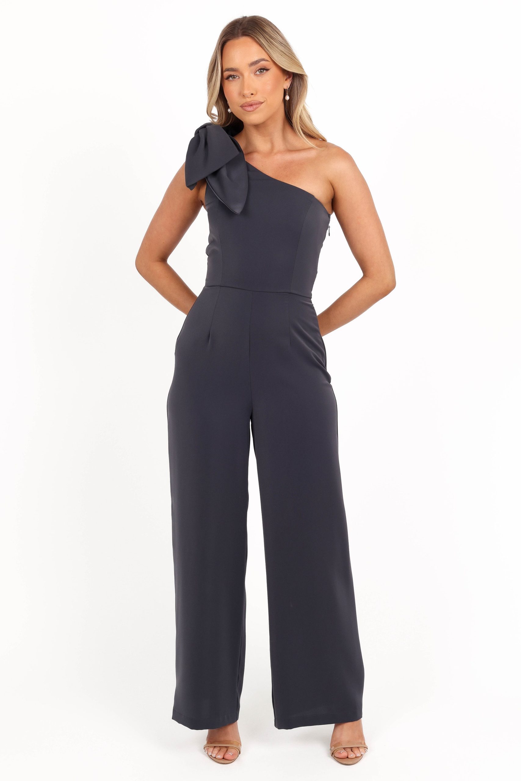 Scarlett One Shoulder Jumpsuit - Steel Grey - Image 3