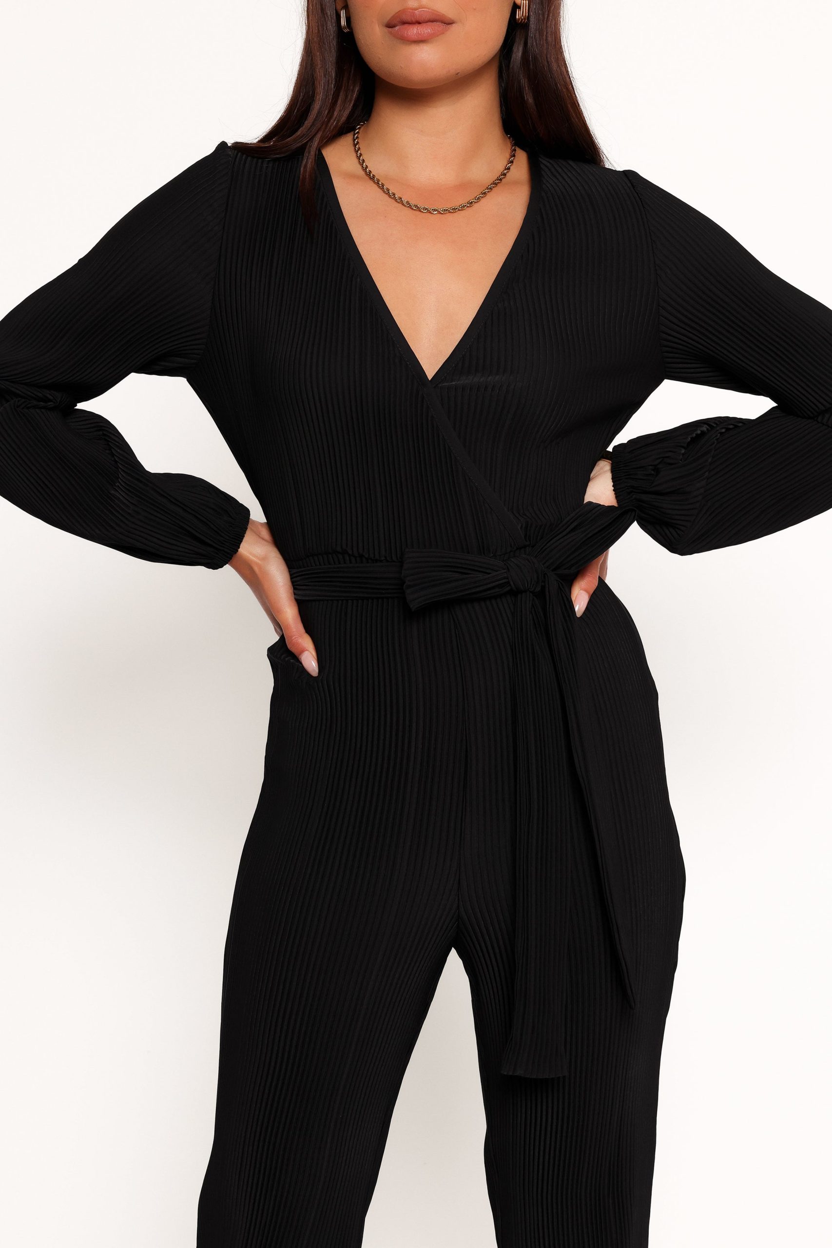 Solange Plisse Jumpsuit - Black - Image 3