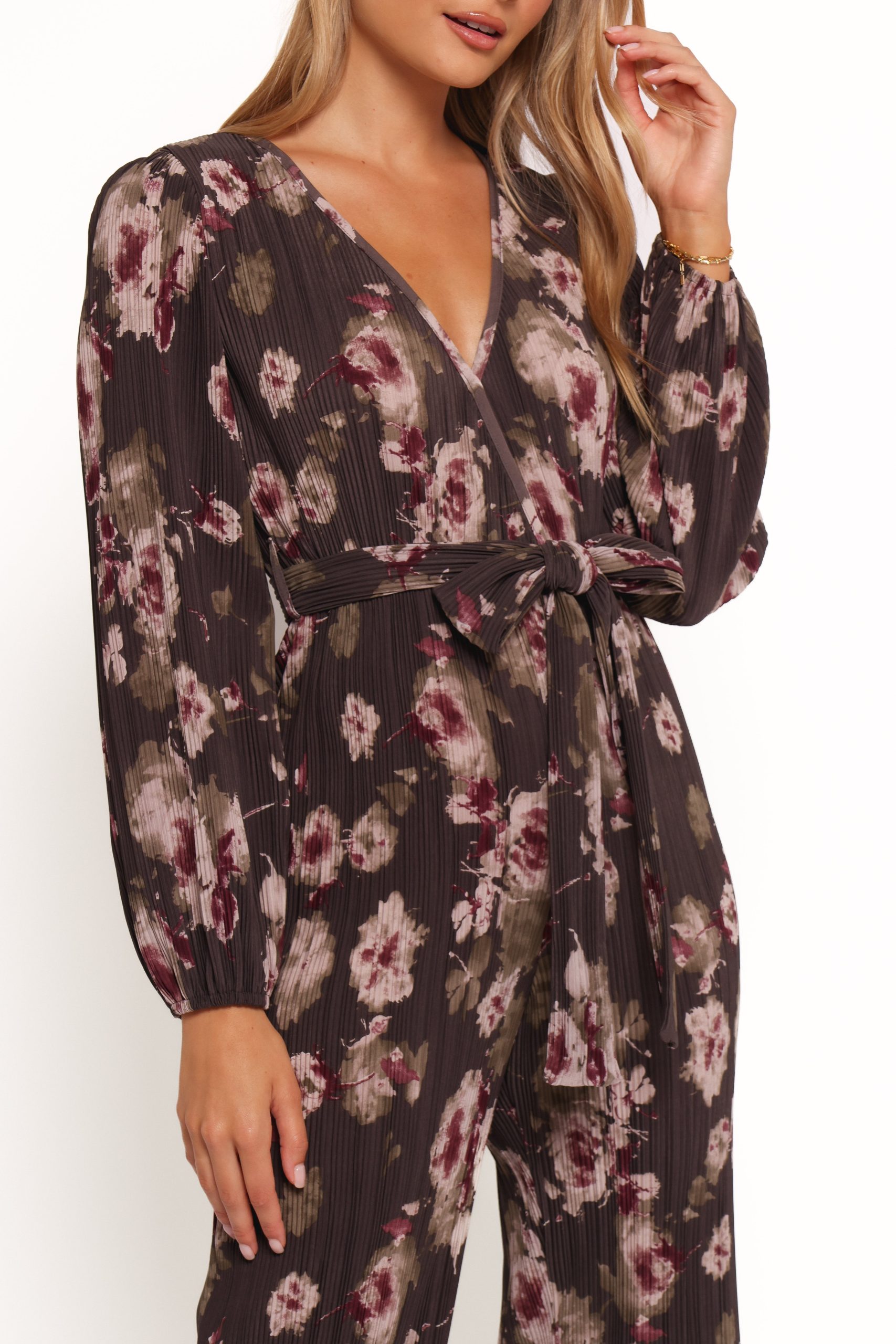 Solange Plisse Jumpsuit - Steel Grey Floral - Image 2