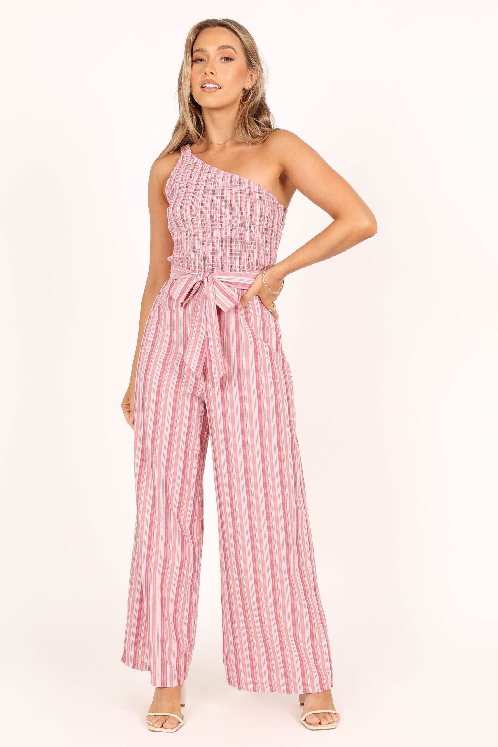 Amilia One Shoulder Jumpsuit - Stripe - Image 6