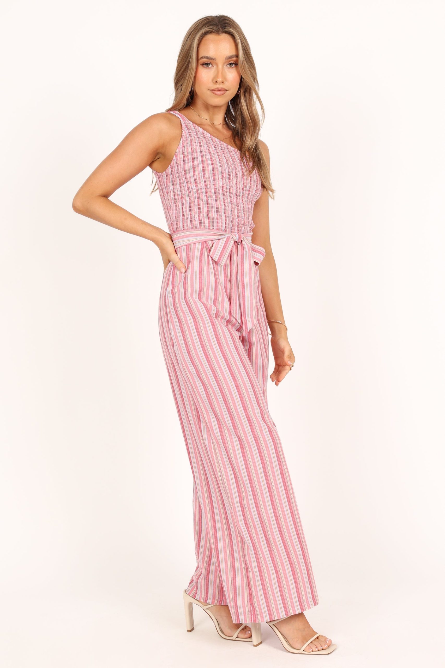 Amilia One Shoulder Jumpsuit - Stripe - Image 5