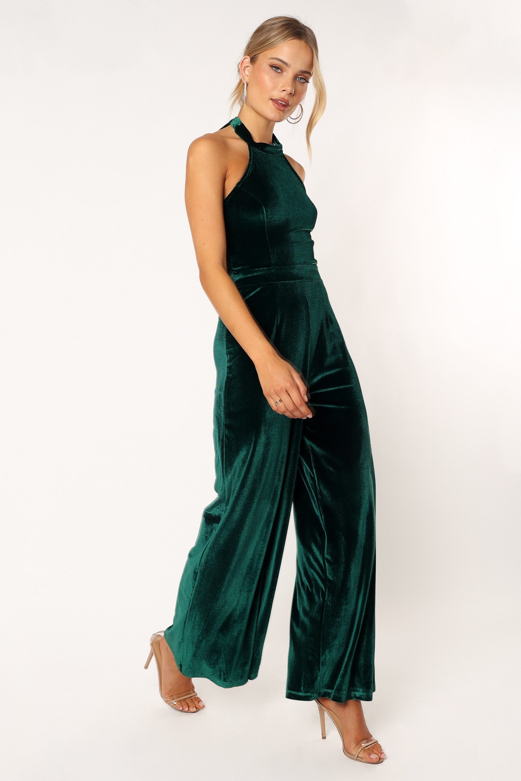 Aria Velvet Jumpsuit - Emerald - Image 2