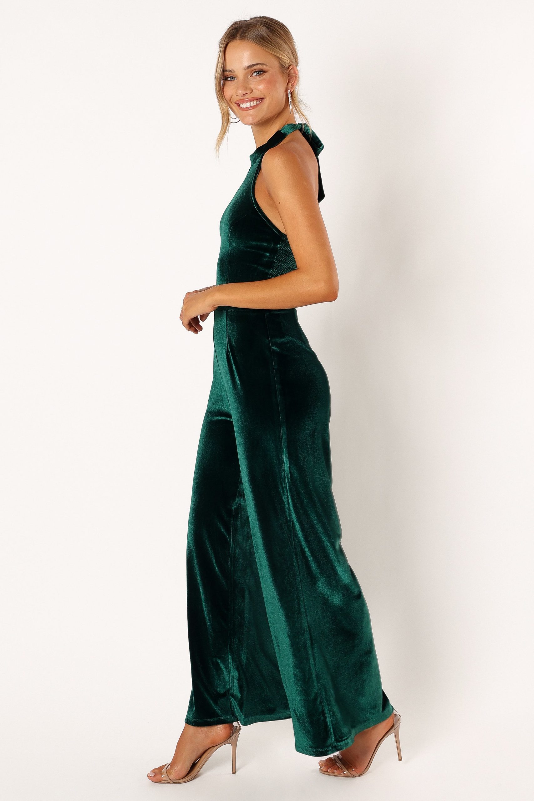 Aria Velvet Jumpsuit - Emerald - Image 3
