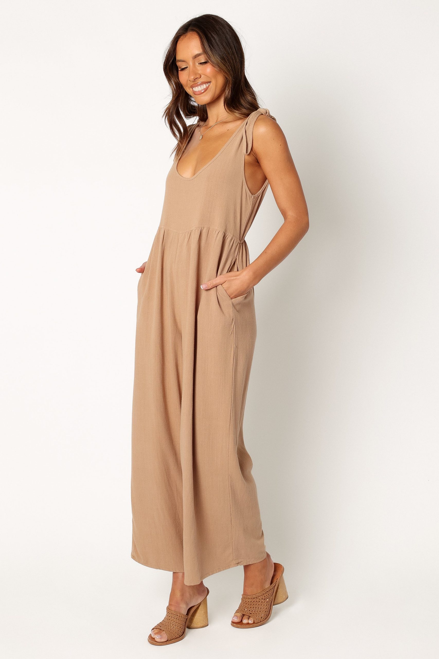 Ayla Linen Jumpsuit - Mocha - Image 2