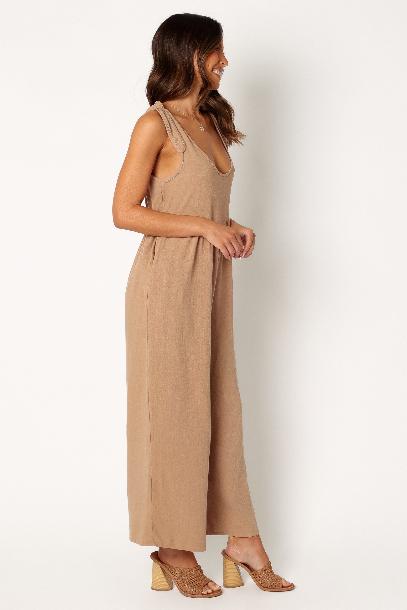 Ayla Linen Jumpsuit - Mocha - Image 4