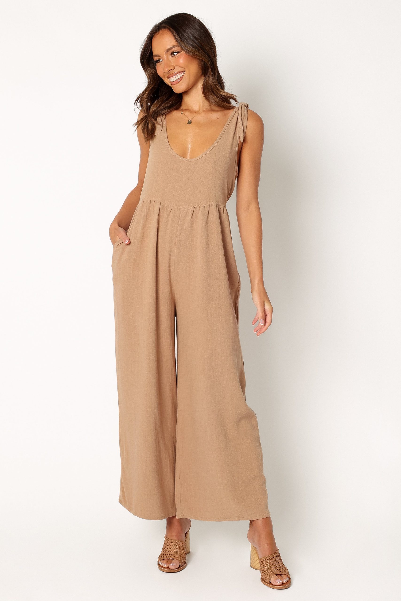 Ayla Linen Jumpsuit - Mocha - Image 7