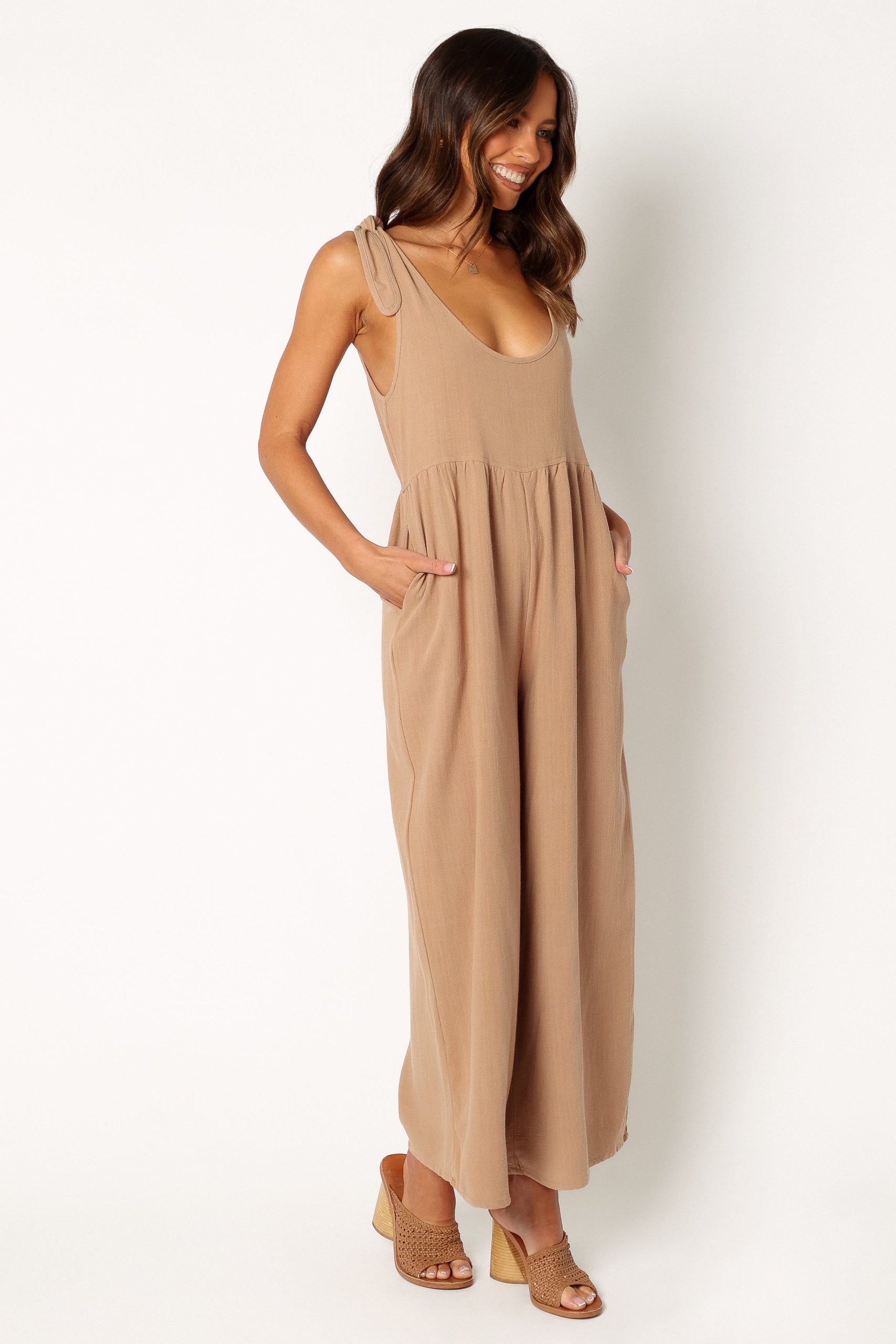 Ayla Linen Jumpsuit - Mocha - Image 9