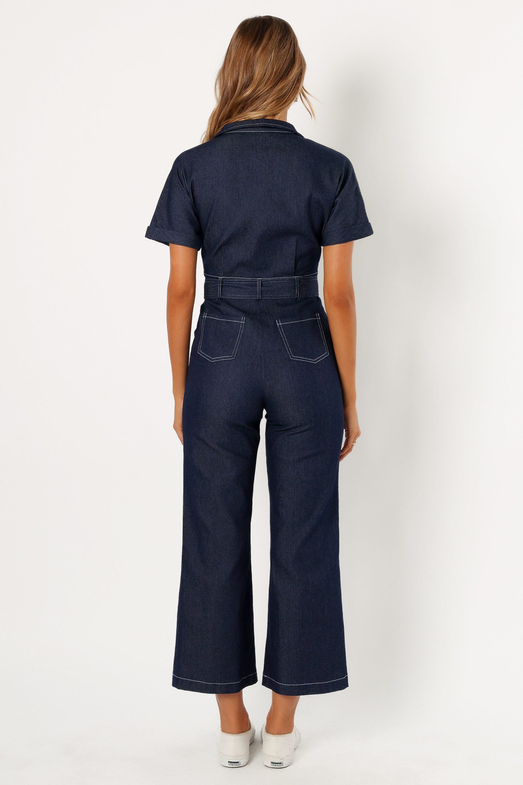 Demi Contrast Stitch Jumpsuit - Dark Denim - Image 4