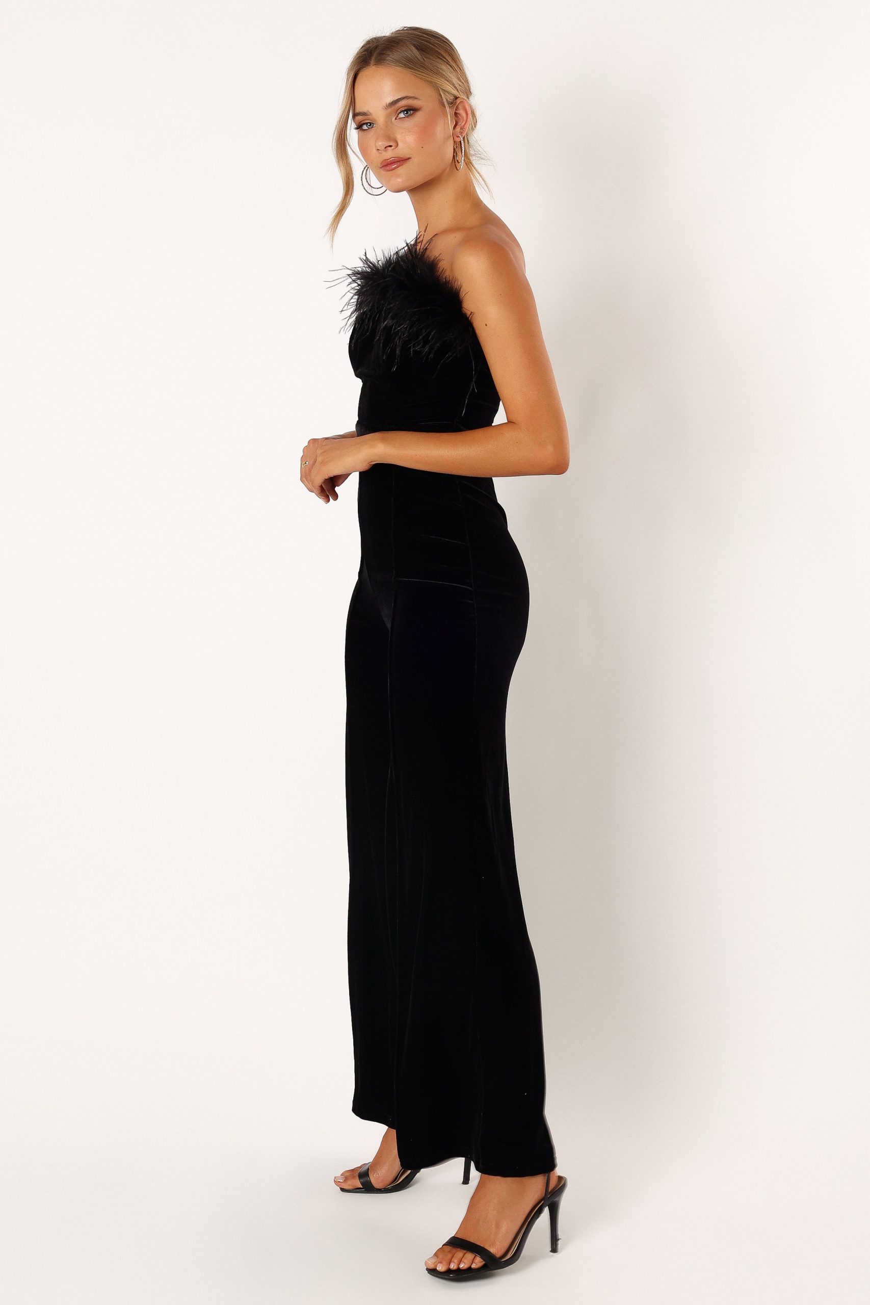 Donatella Feather Trim Jumpsuit - Black - Image 4