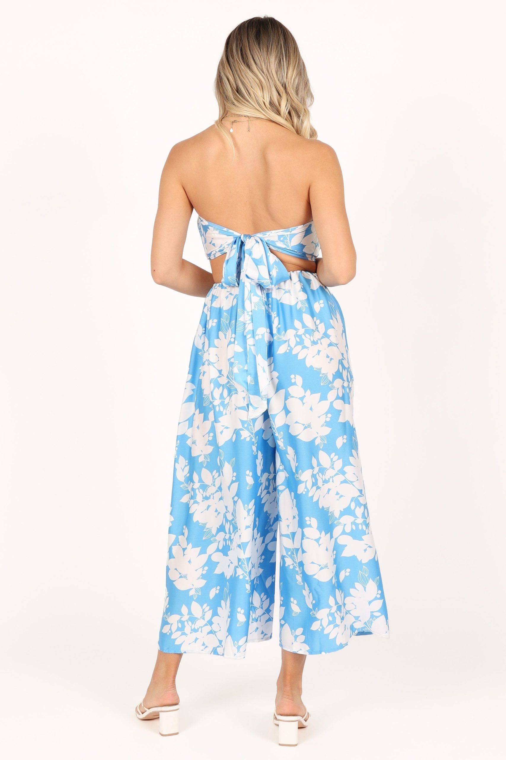 Elodie Tube Belted Jumpsuit - Blue/White - Image 7