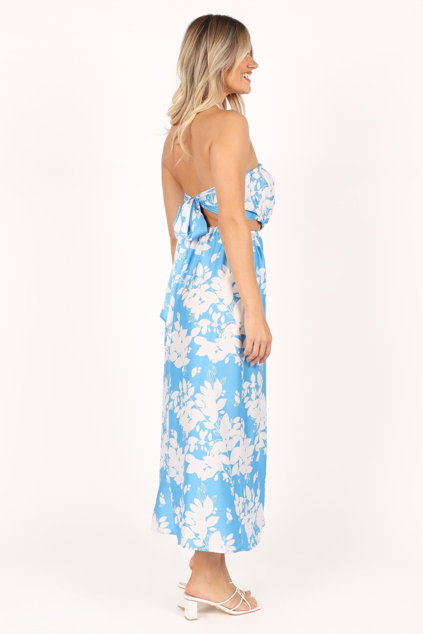 Elodie Tube Belted Jumpsuit - Blue/White - Image 8