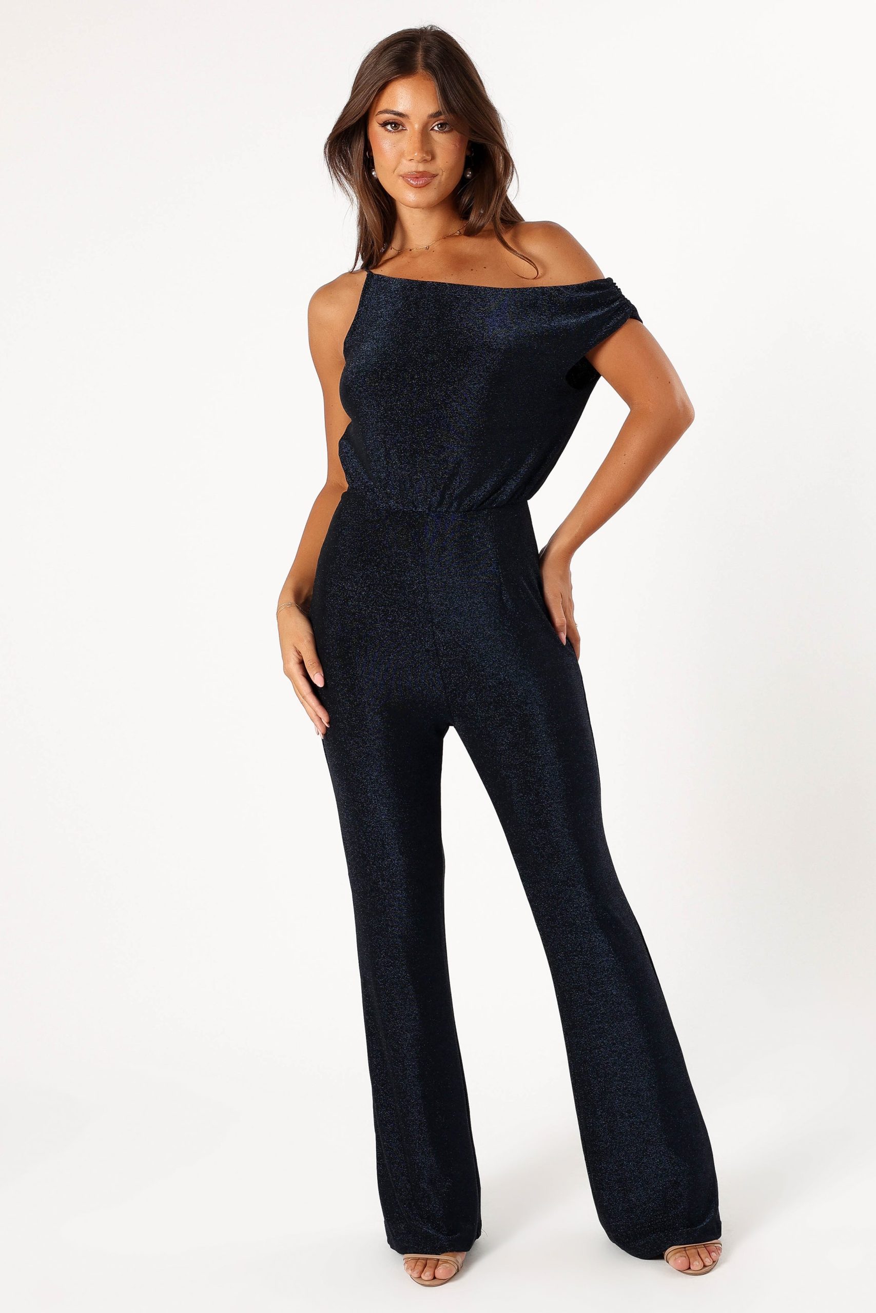 Heather One Shoulder Jumpsuit - Navy - Image 6